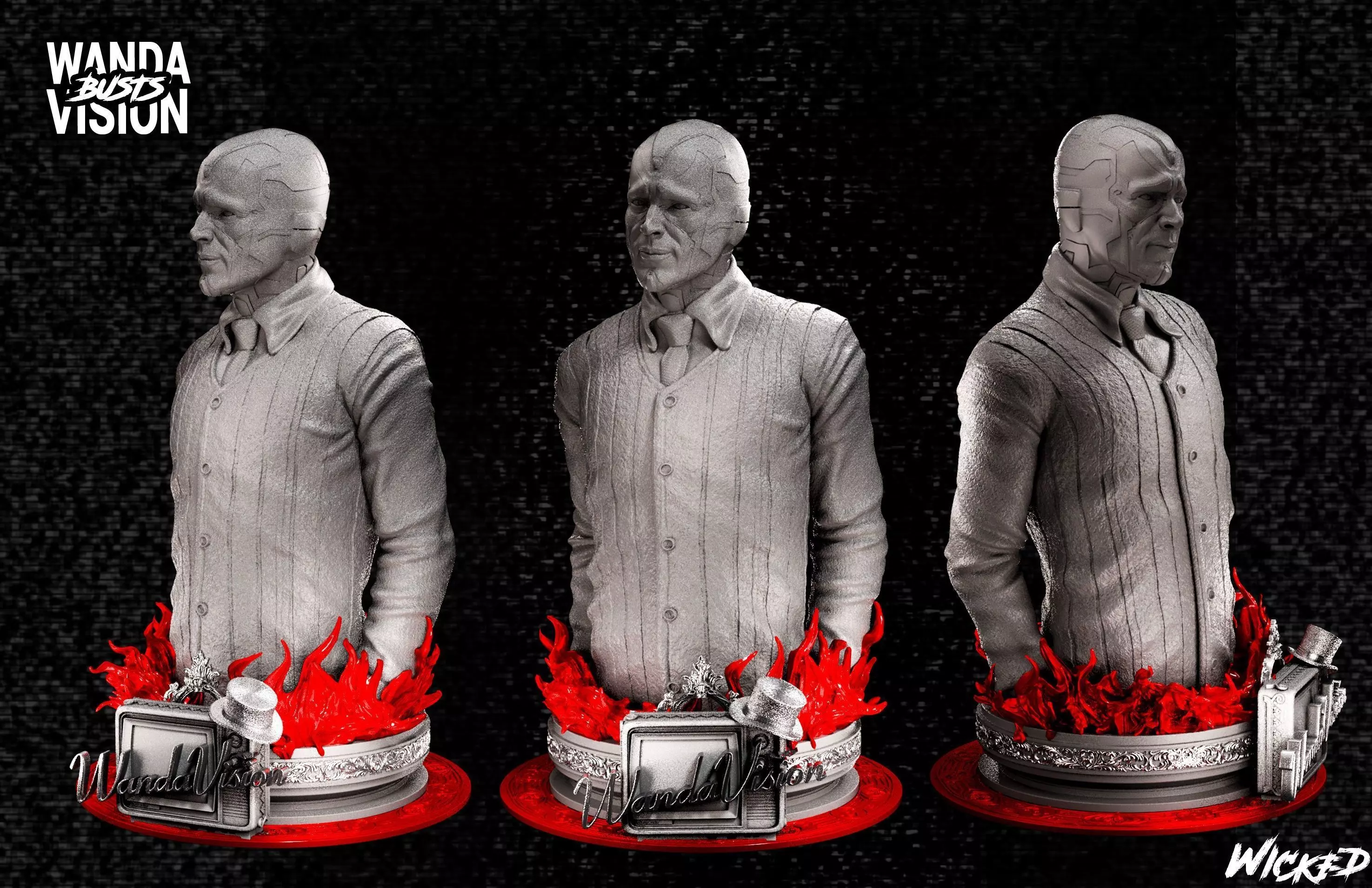 Wicked Marvel Vision Bust 3D print model 3D print model 3D print model_0