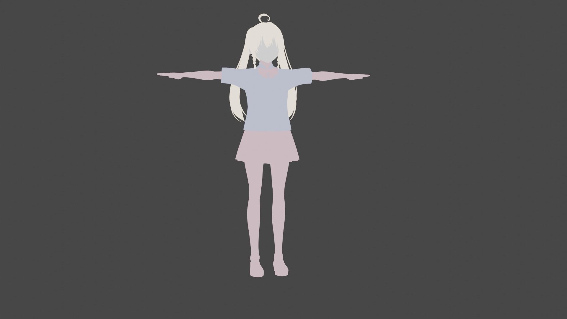 simple anime girl character Free low-poly 3D model_2