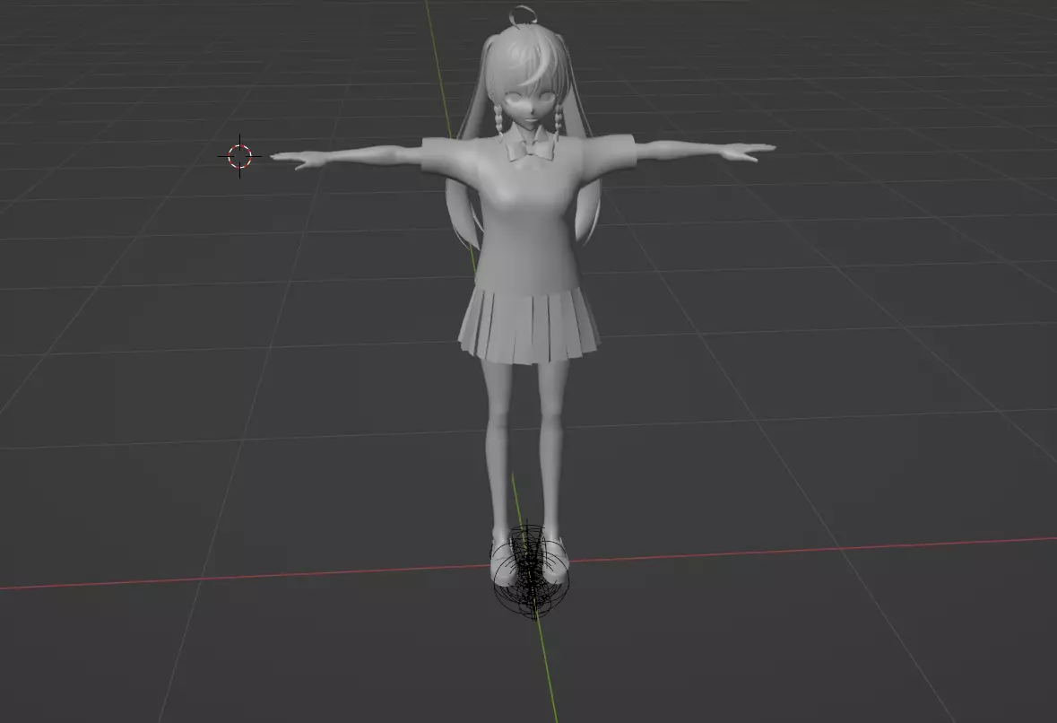 simple anime girl character Free low-poly 3D model_0