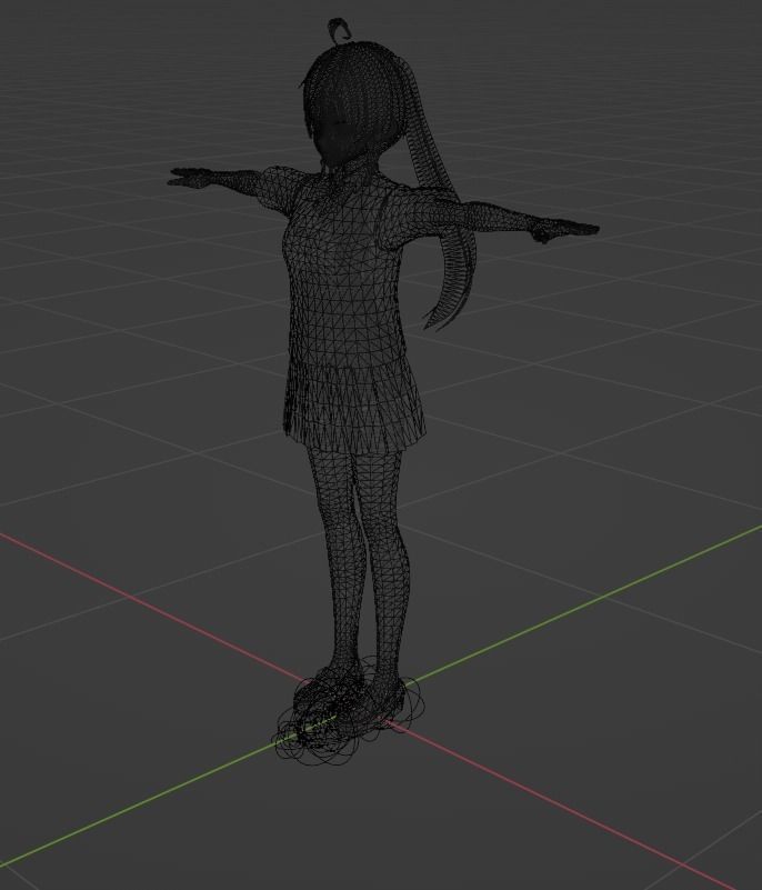 simple anime girl character Free low-poly 3D model_1