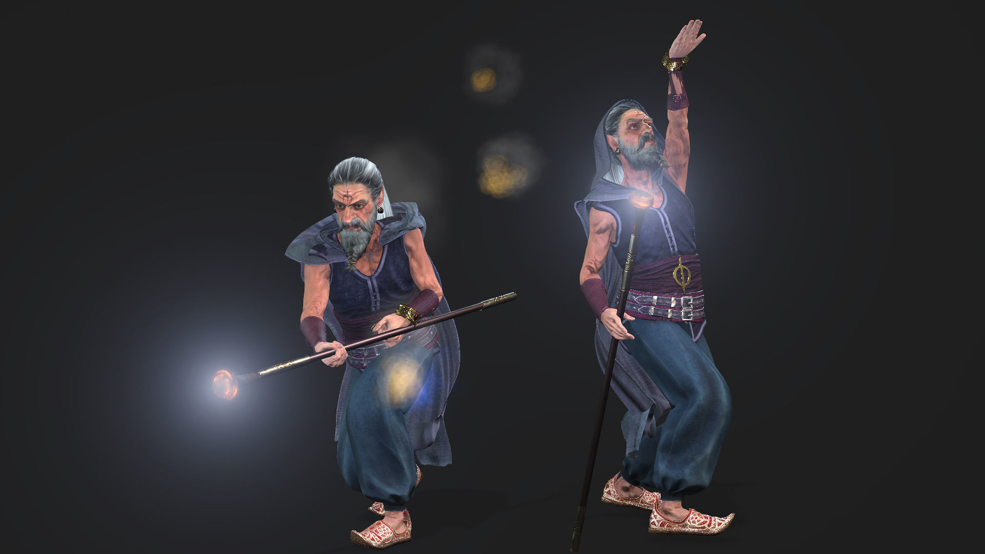 Wizard High quality character full Rigged and Animated 3D model_10