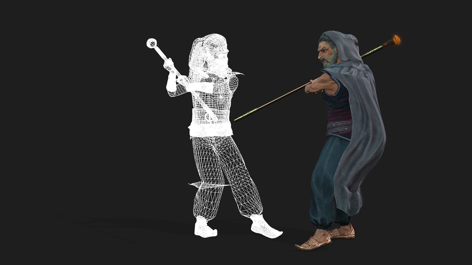 Wizard High quality character full Rigged and Animated 3D model_11