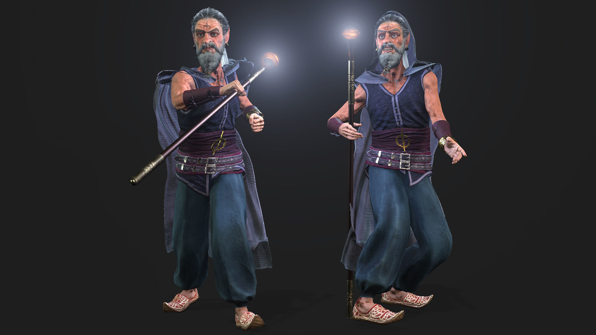 Wizard High quality character full Rigged and Animated 3D model_8