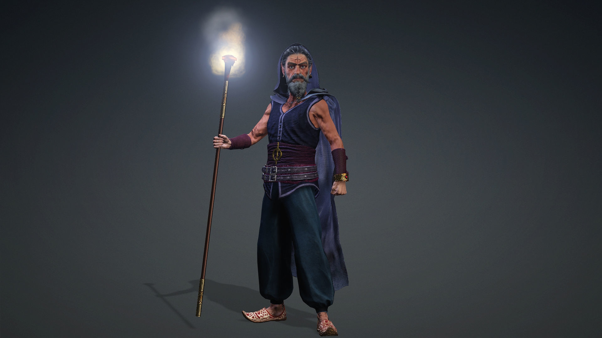 Wizard High quality character full Rigged and Animated 3D model_5