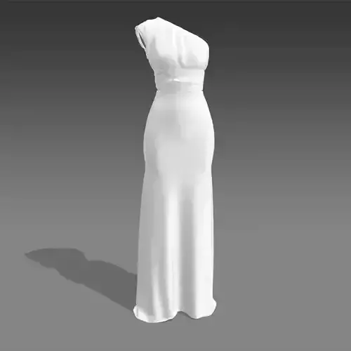 DRESS COLOR WHITE MATTE LONG DRESS STYLE LOOK