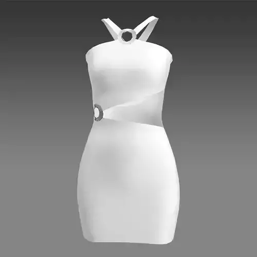 DRESS COLOR WHITE MATTE LOOK CHIC METALIC CIRCLE DETAIL