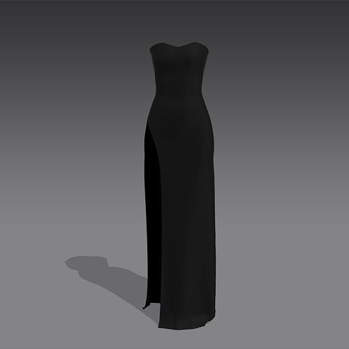 ASYMETRIC SKIRT DRESS COLOR BLACK MATTE LOOK 3D model
