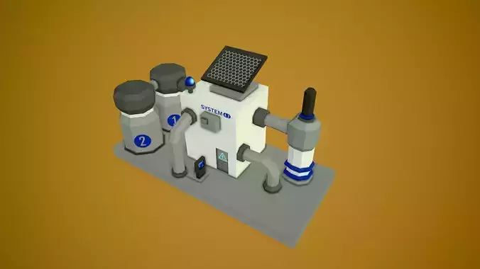 Factory on mars Low-poly 3D model