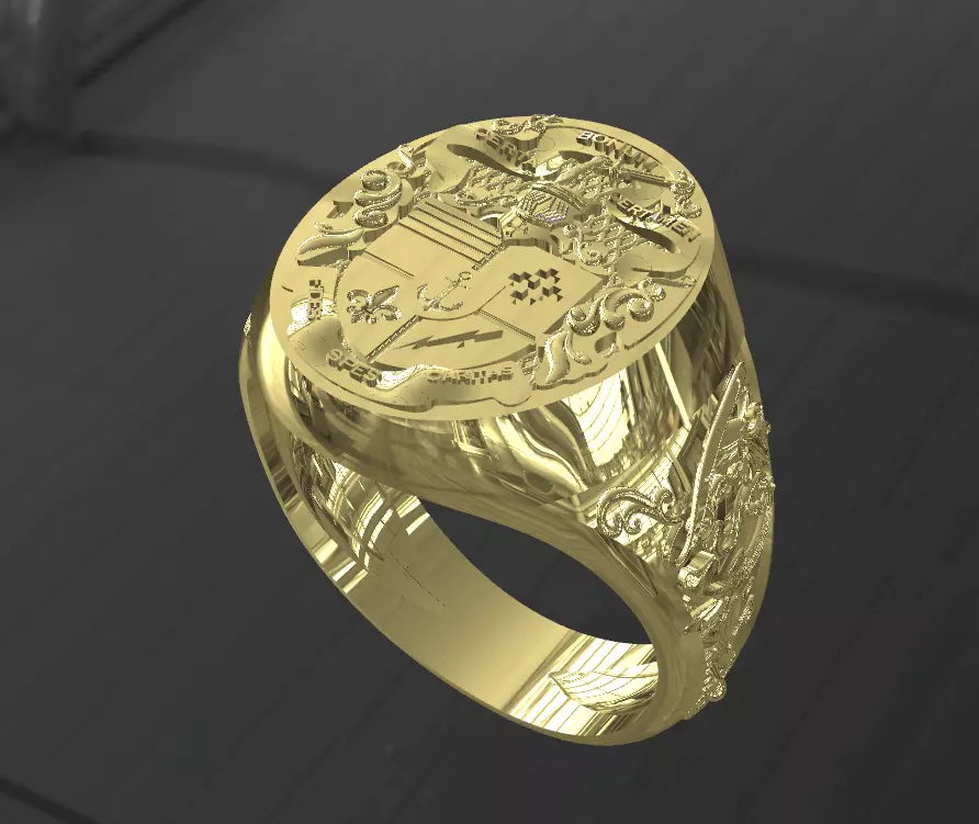 signet men medieval ring 3D print model_0