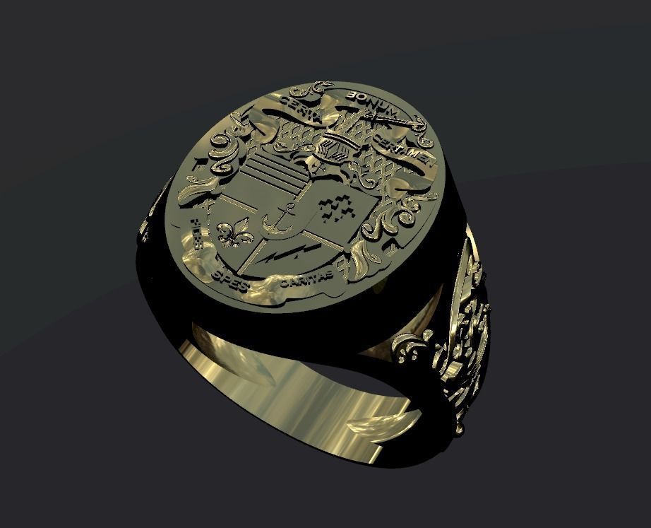 signet men medieval ring 3D print model_13