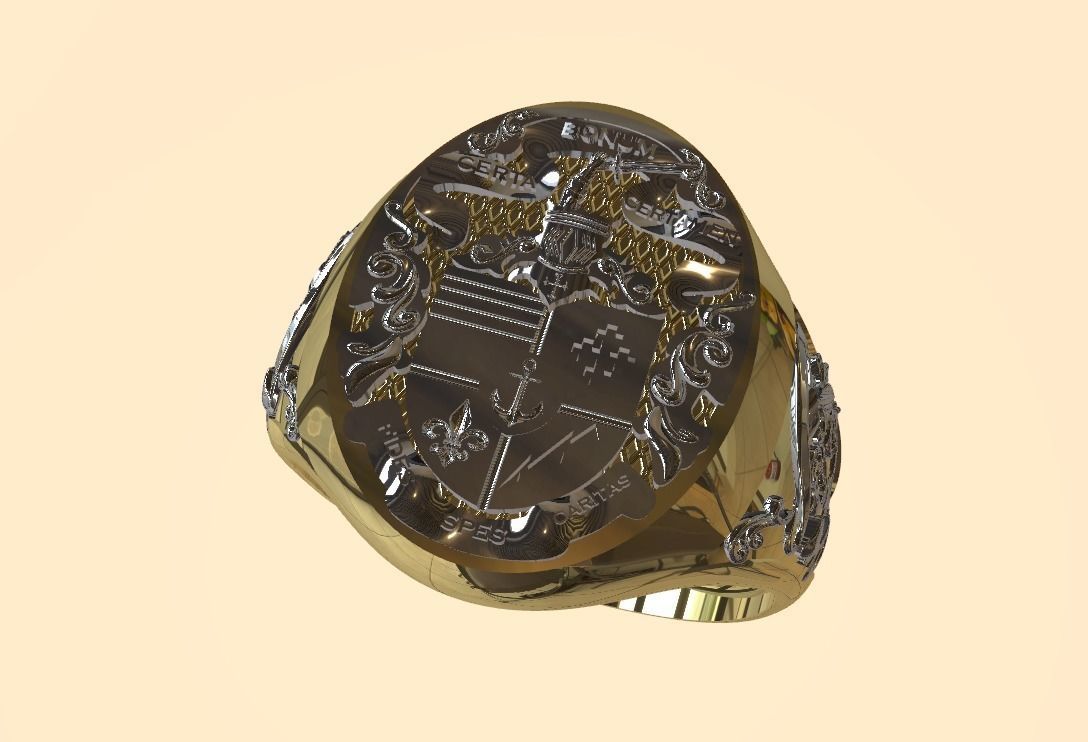 signet men medieval ring 3D print model_2