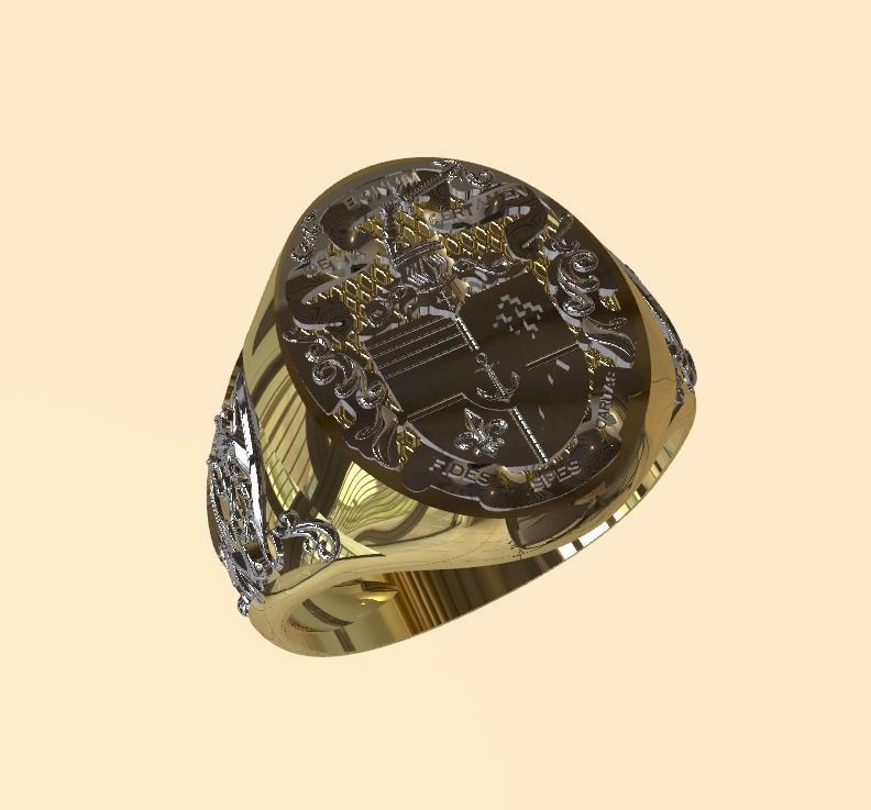 signet men medieval ring 3D print model_3