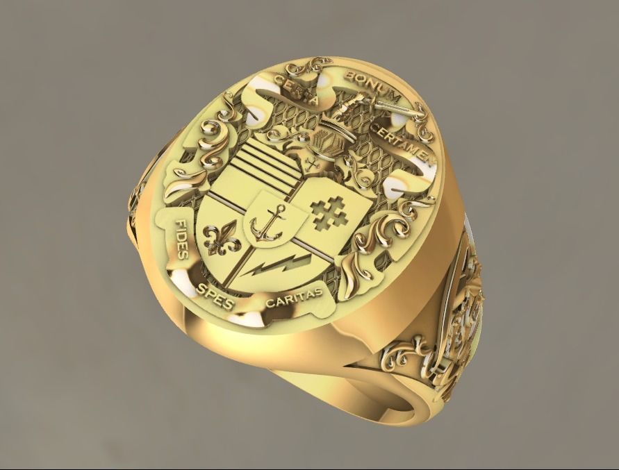 signet men medieval ring 3D print model_8