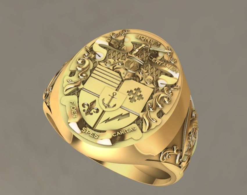 signet men medieval ring 3D print model_7