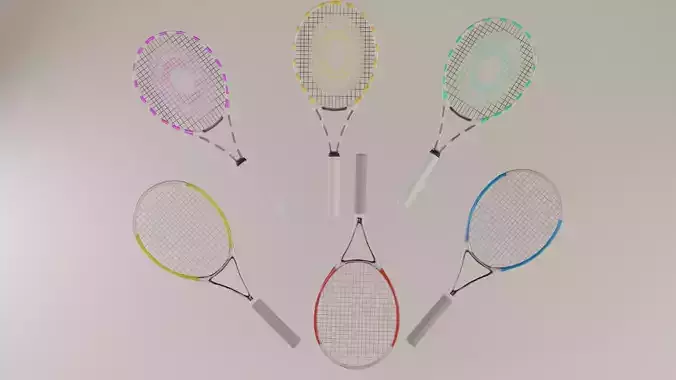 Low Poly Tennis Racket Pack Low-poly 3D model
