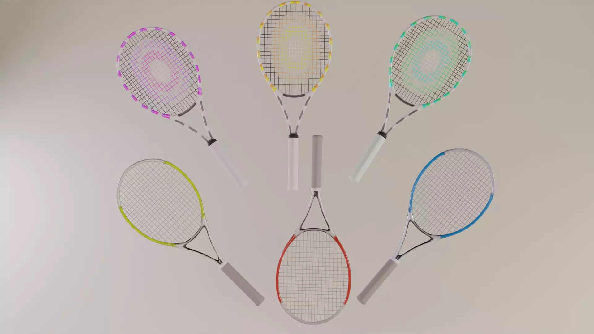 Low Poly Tennis Racket Pack Low-poly 3D model