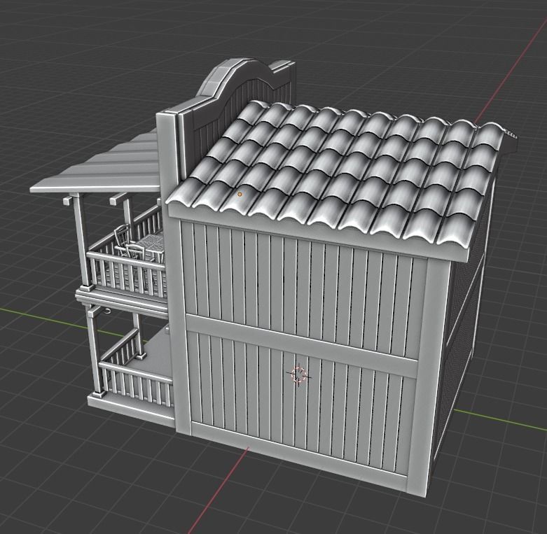 Enterable Vintage West Hotel House  Low-poly 3D model_10