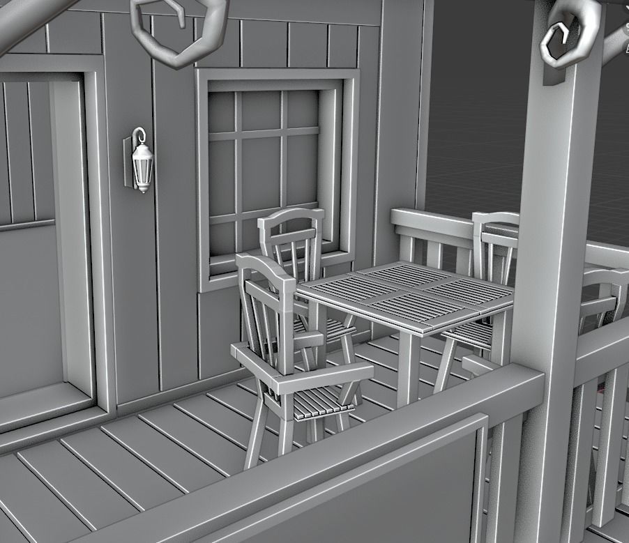 Enterable Vintage West Hotel House  Low-poly 3D model_13