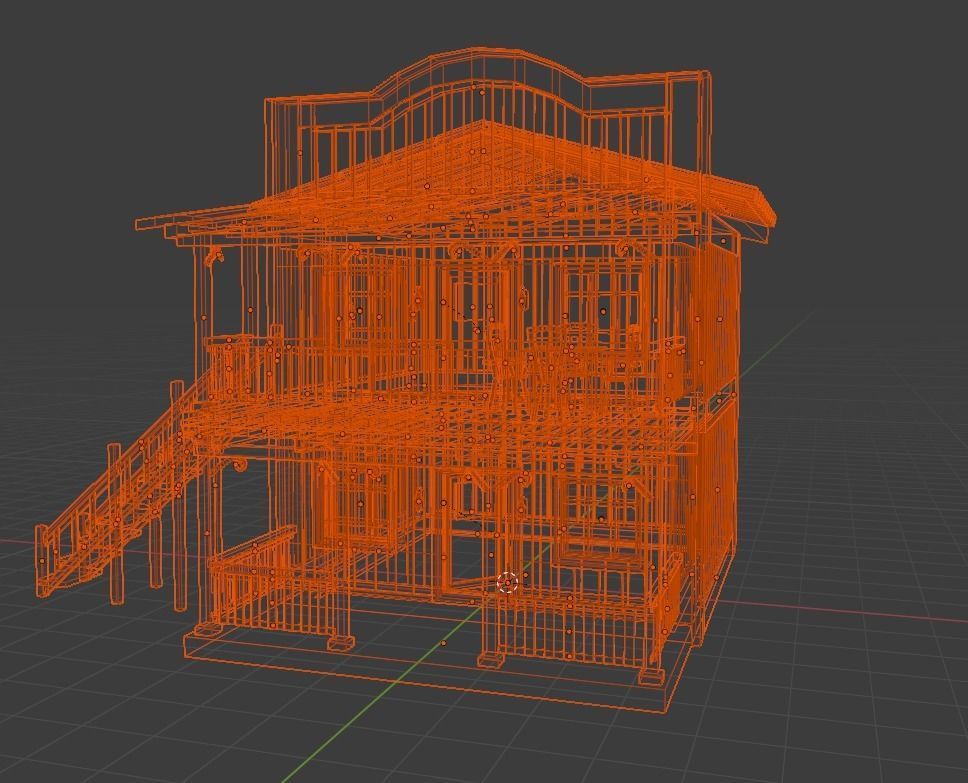 Enterable Vintage West Hotel House  Low-poly 3D model_16
