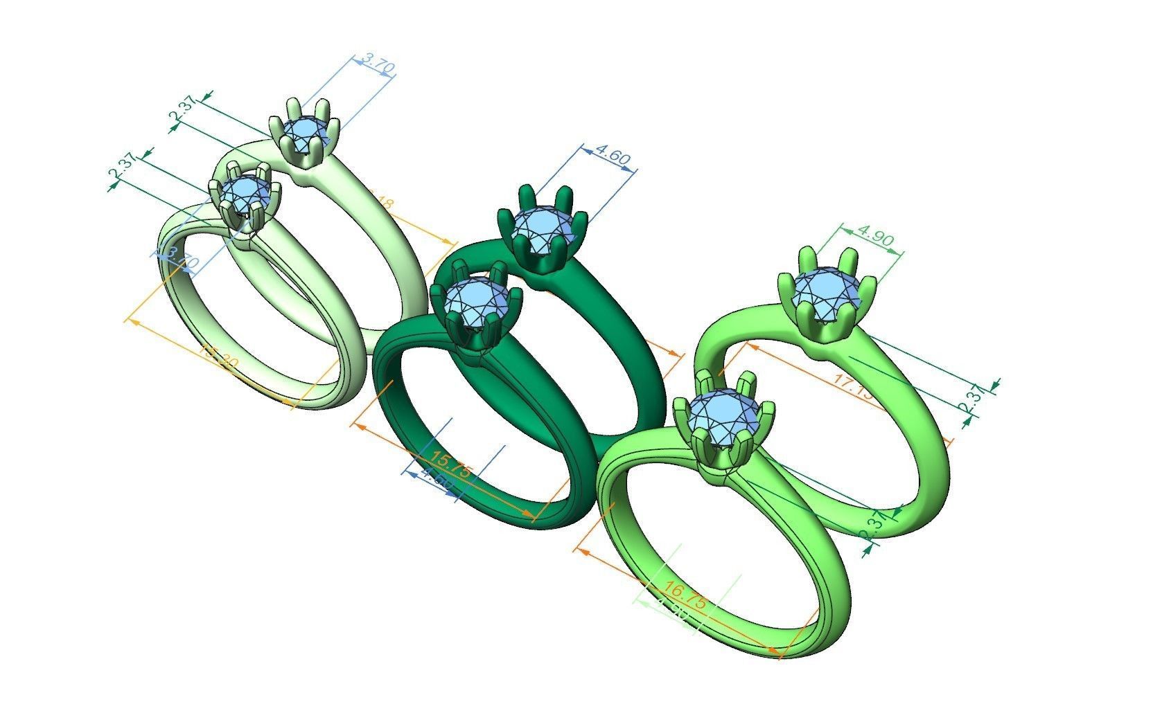 Solitaire rings tifan style  3D print model_6