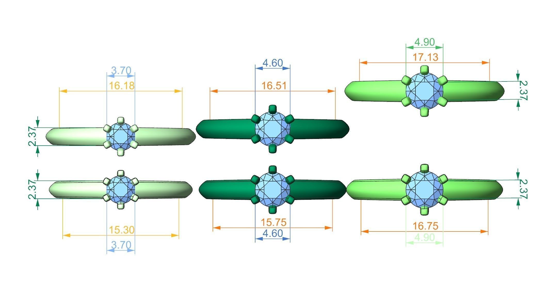 Solitaire rings tifan style  3D print model_7