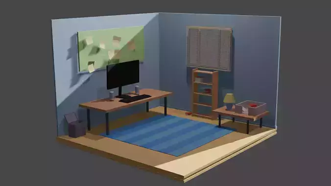 cartoonish isometric room