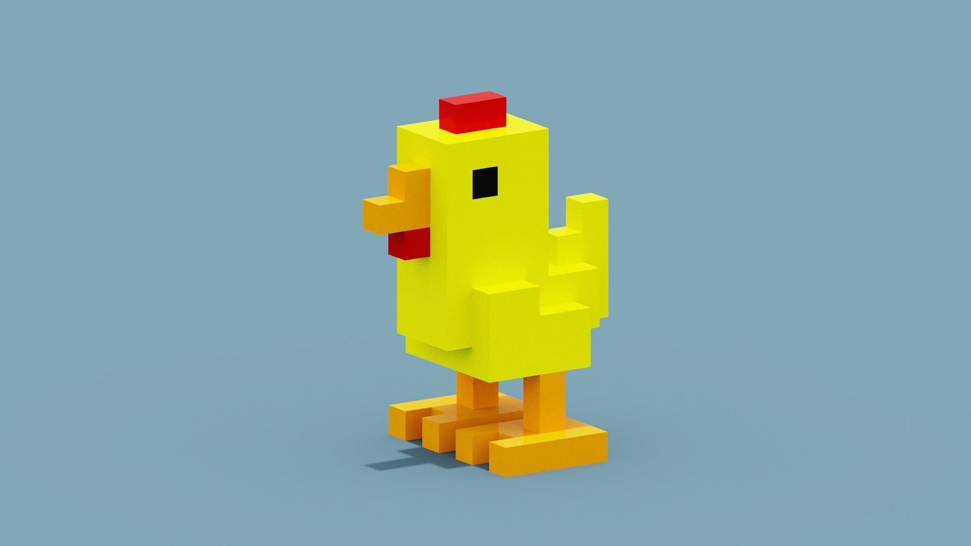 Voxel Chicken Low-poly 3D model_4