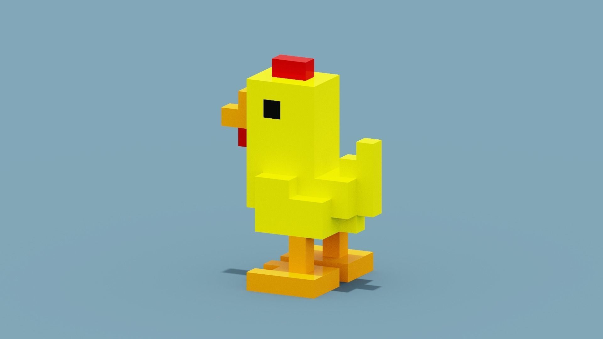 Voxel Chicken Low-poly 3D model_6