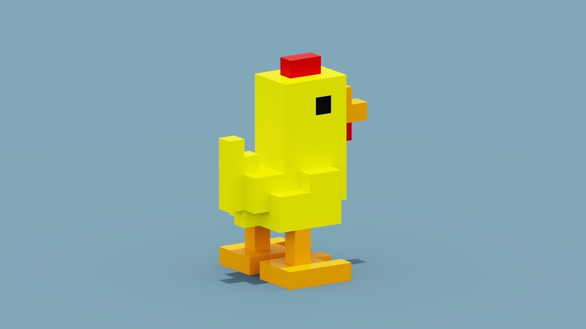 Voxel Chicken Low-poly 3D model_10