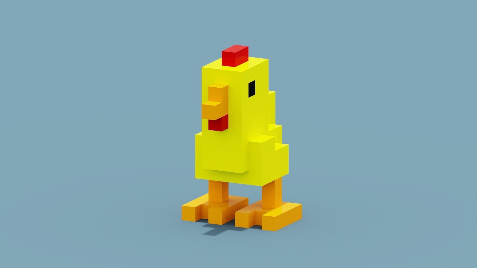 Voxel Chicken Low-poly 3D model_3