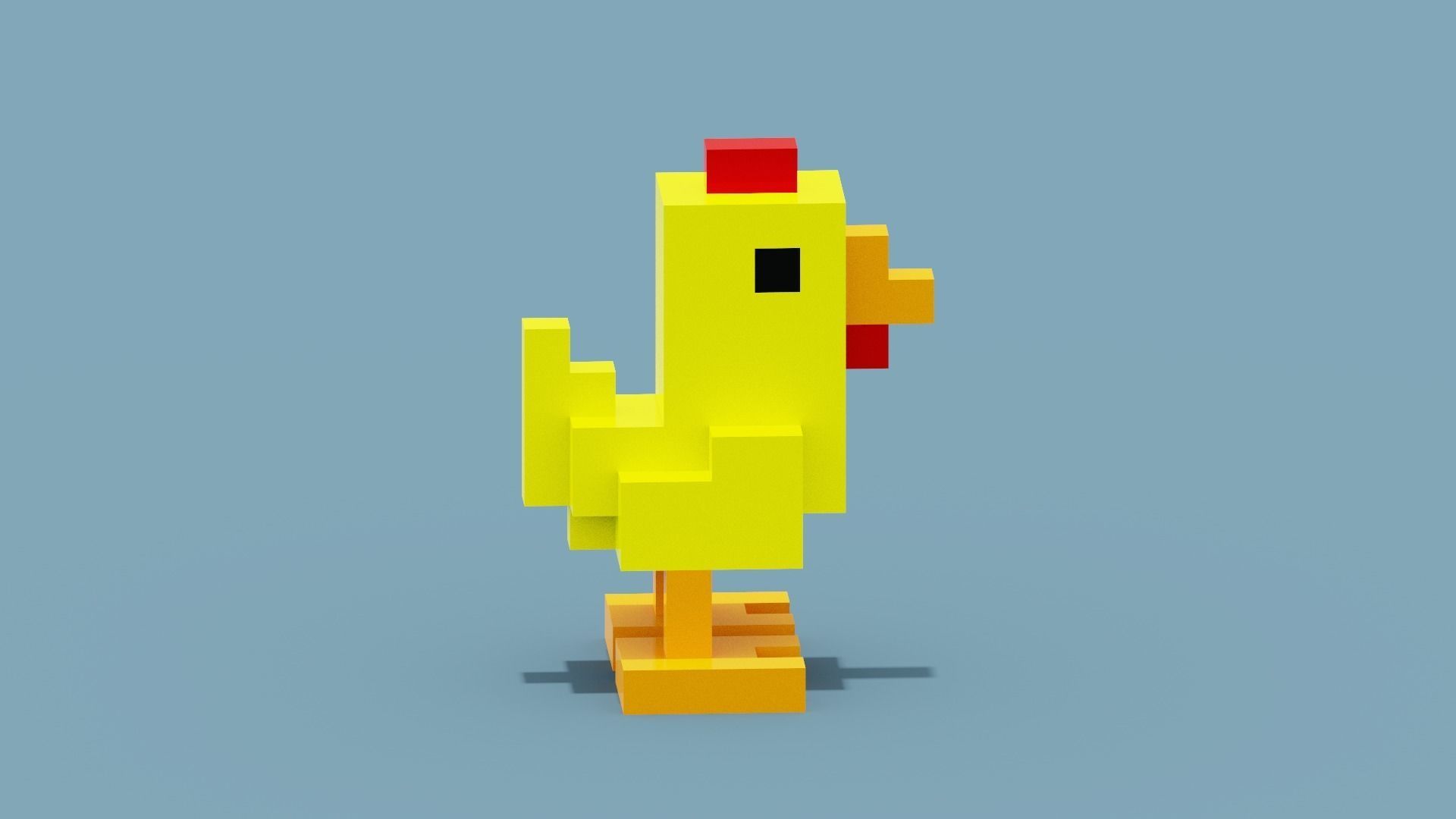 Voxel Chicken Low-poly 3D model_11