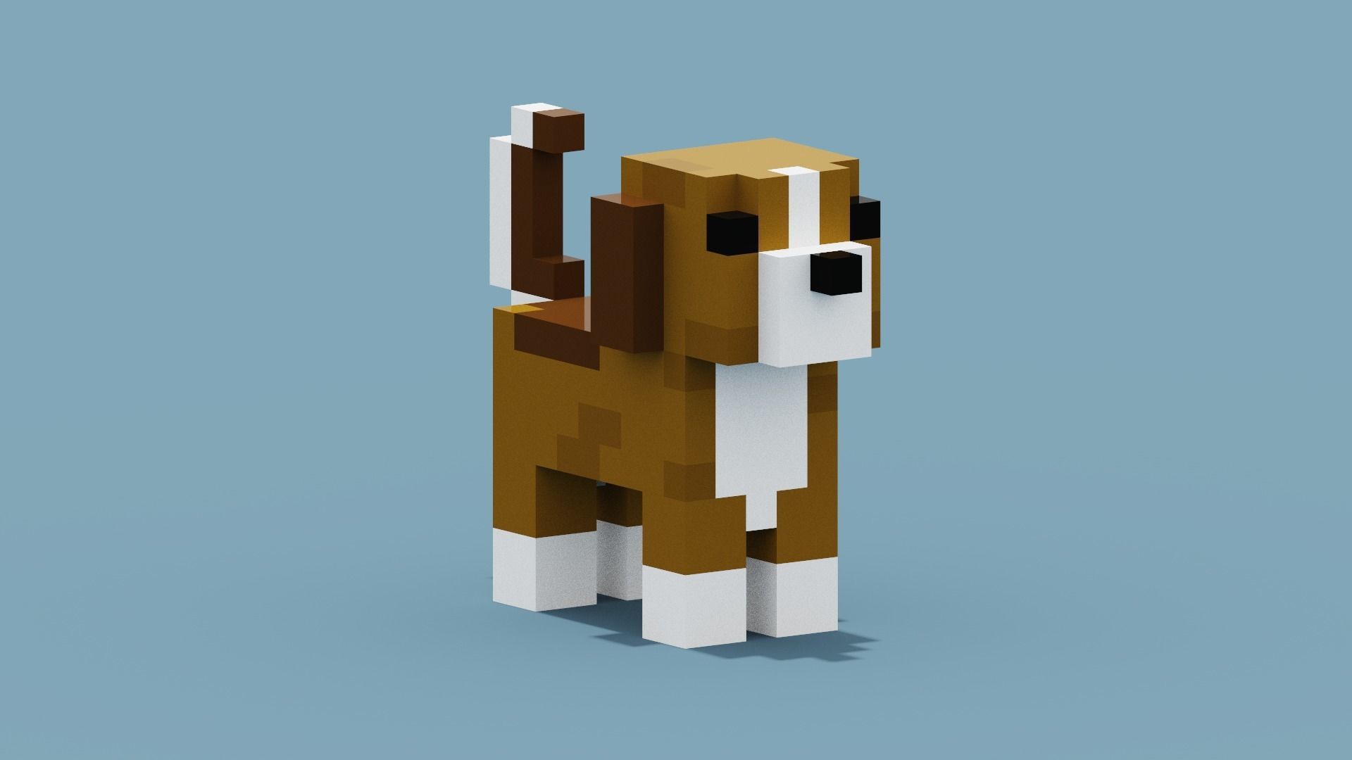 Voxel Dog Low-poly 3D model_9