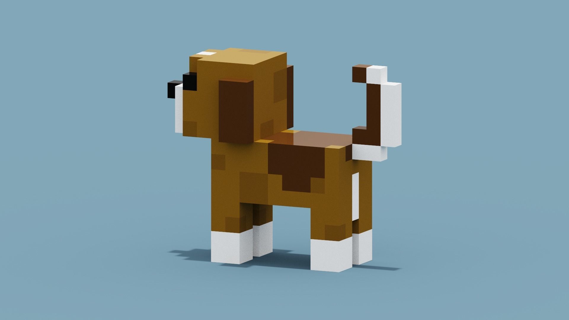 Voxel Dog Low-poly 3D model_2