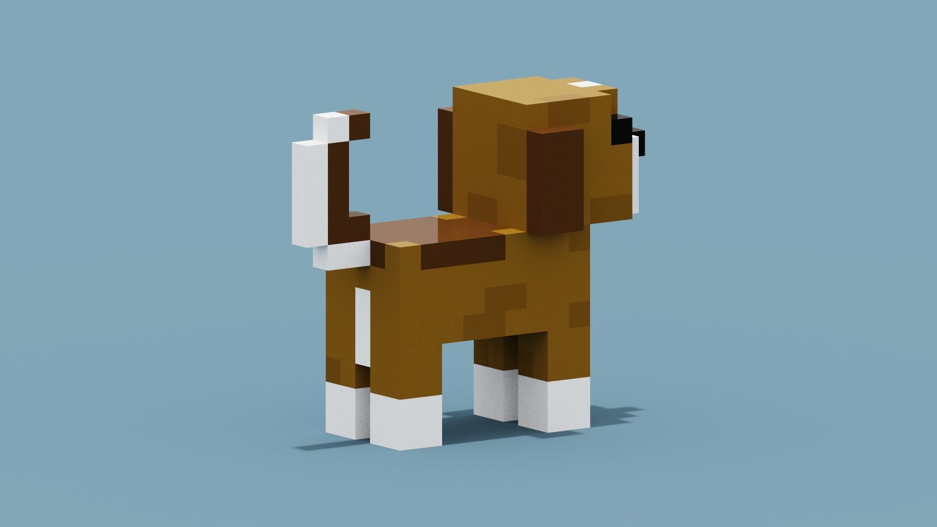 Voxel Dog Low-poly 3D model_6