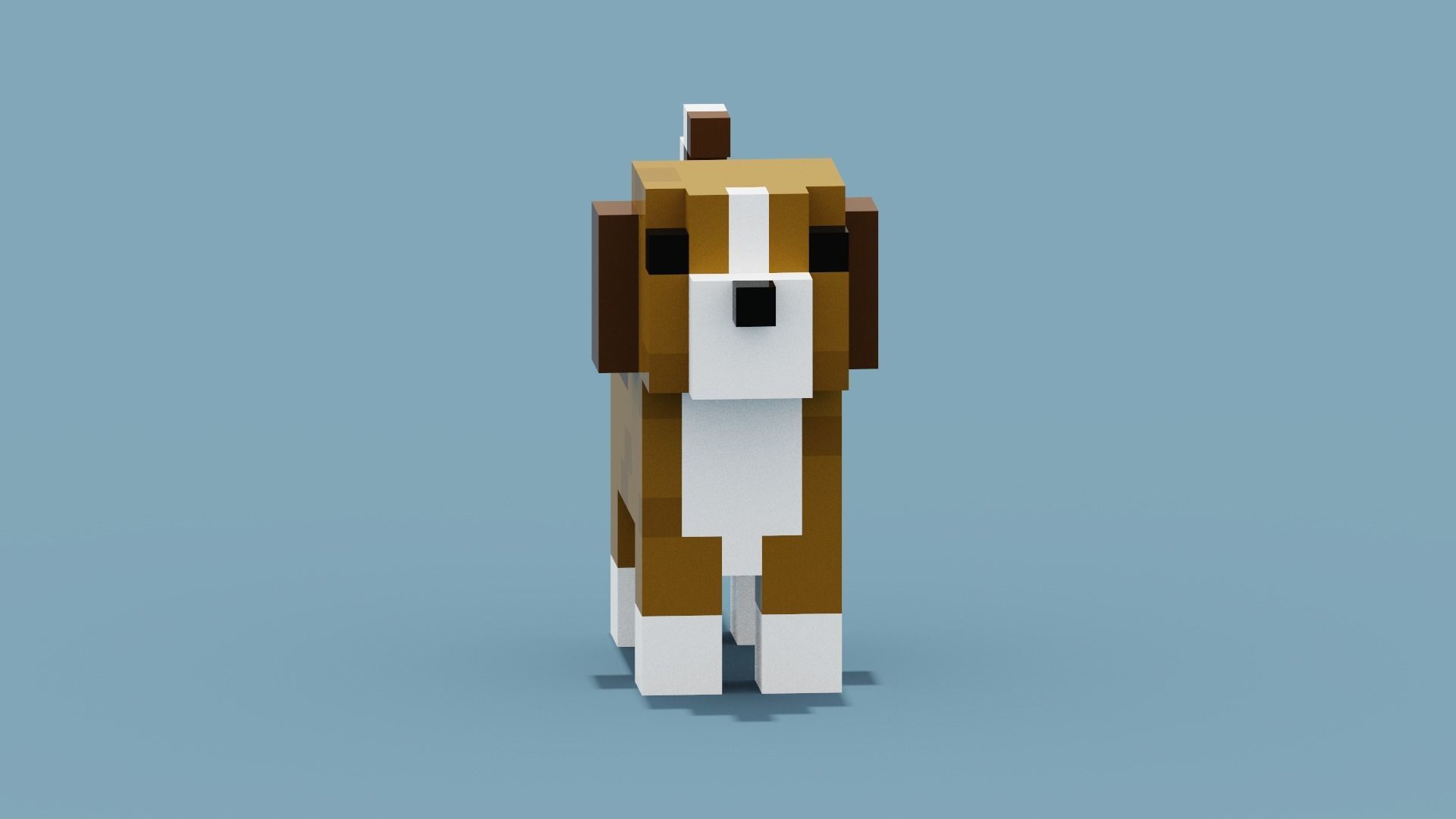 Voxel Dog Low-poly 3D model_10