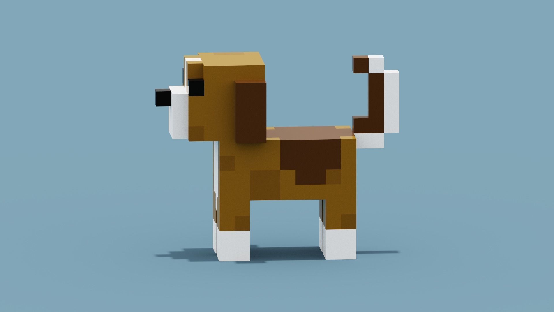 Voxel Dog Low-poly 3D model_1