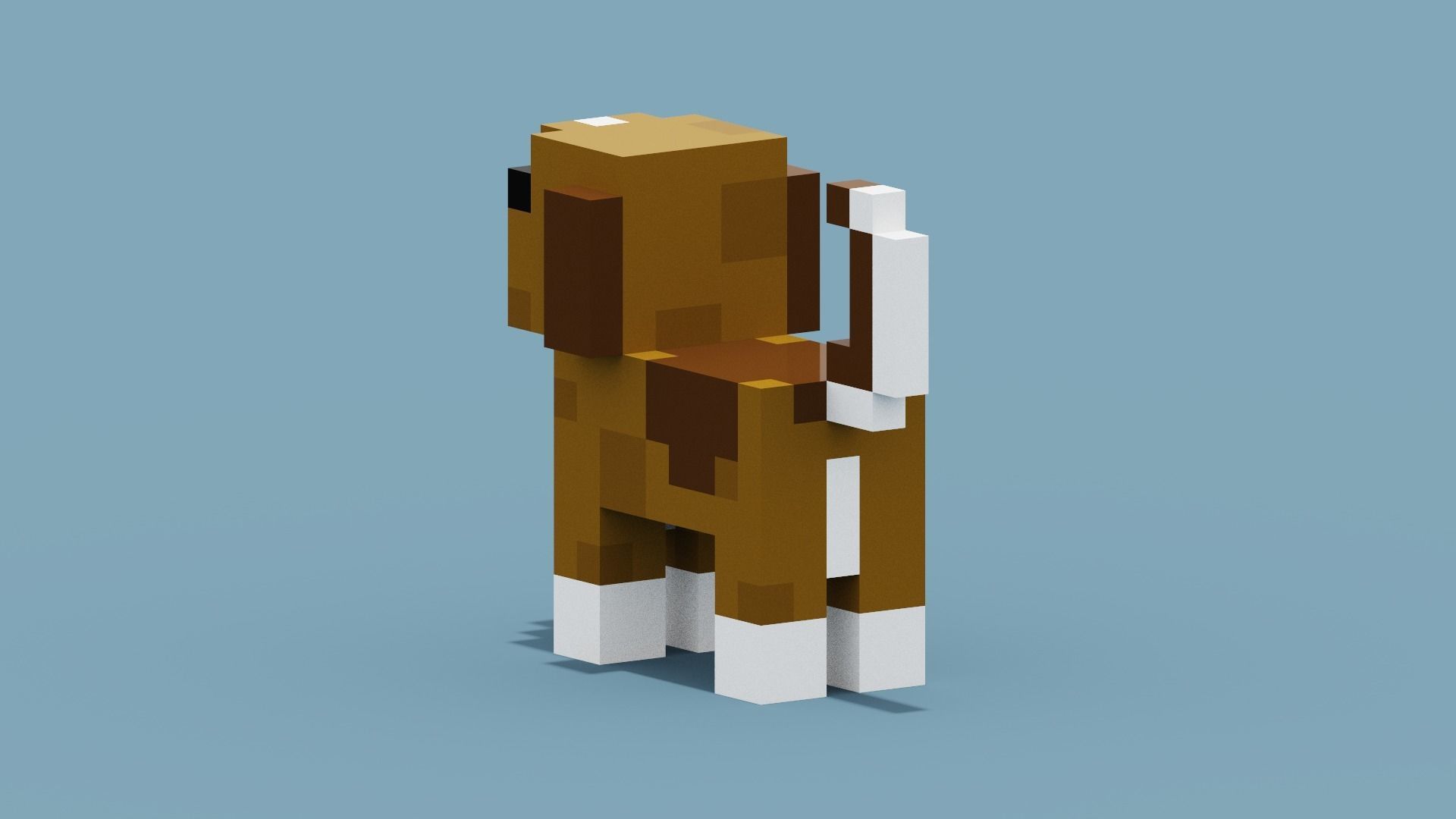 Voxel Dog Low-poly 3D model_3