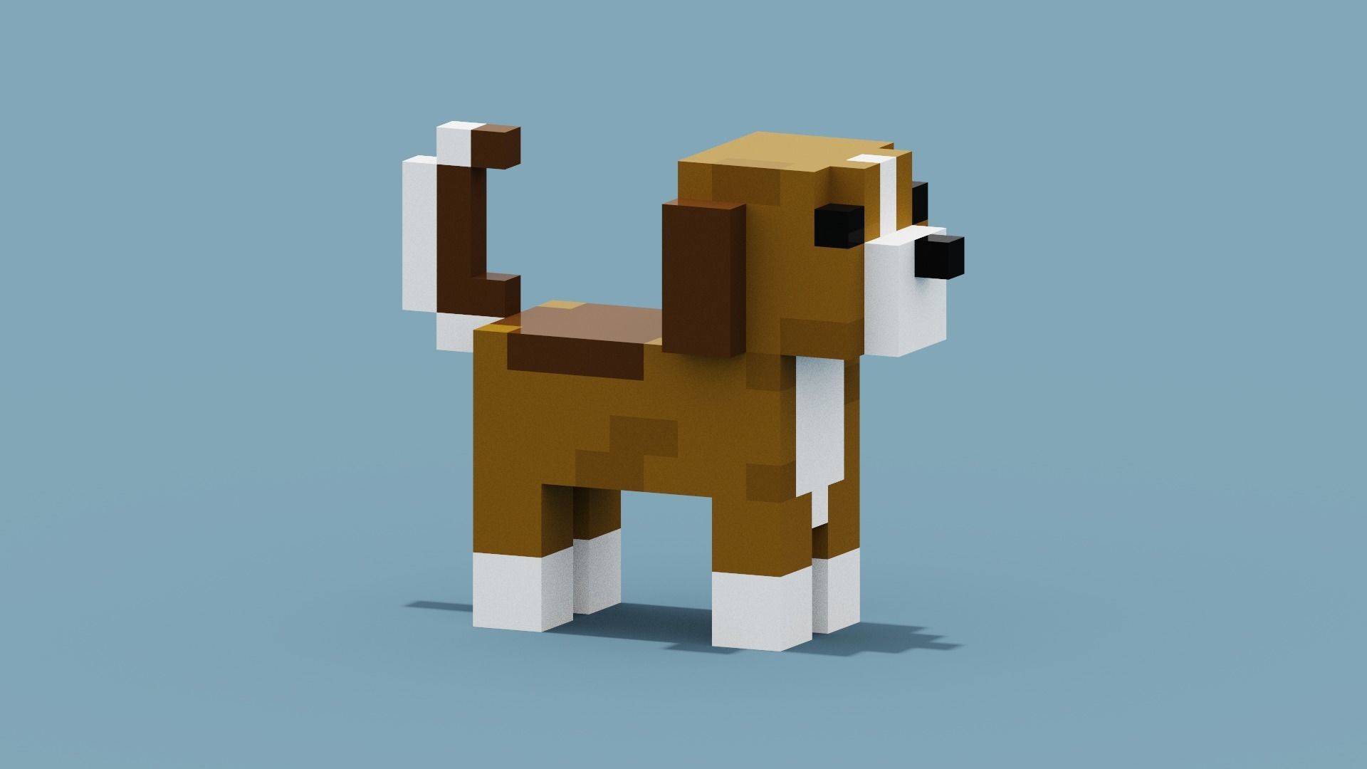 Voxel Dog Low-poly 3D model_8