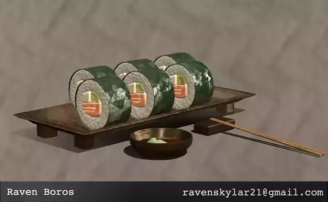 Rigged Sushi Plate 3D model