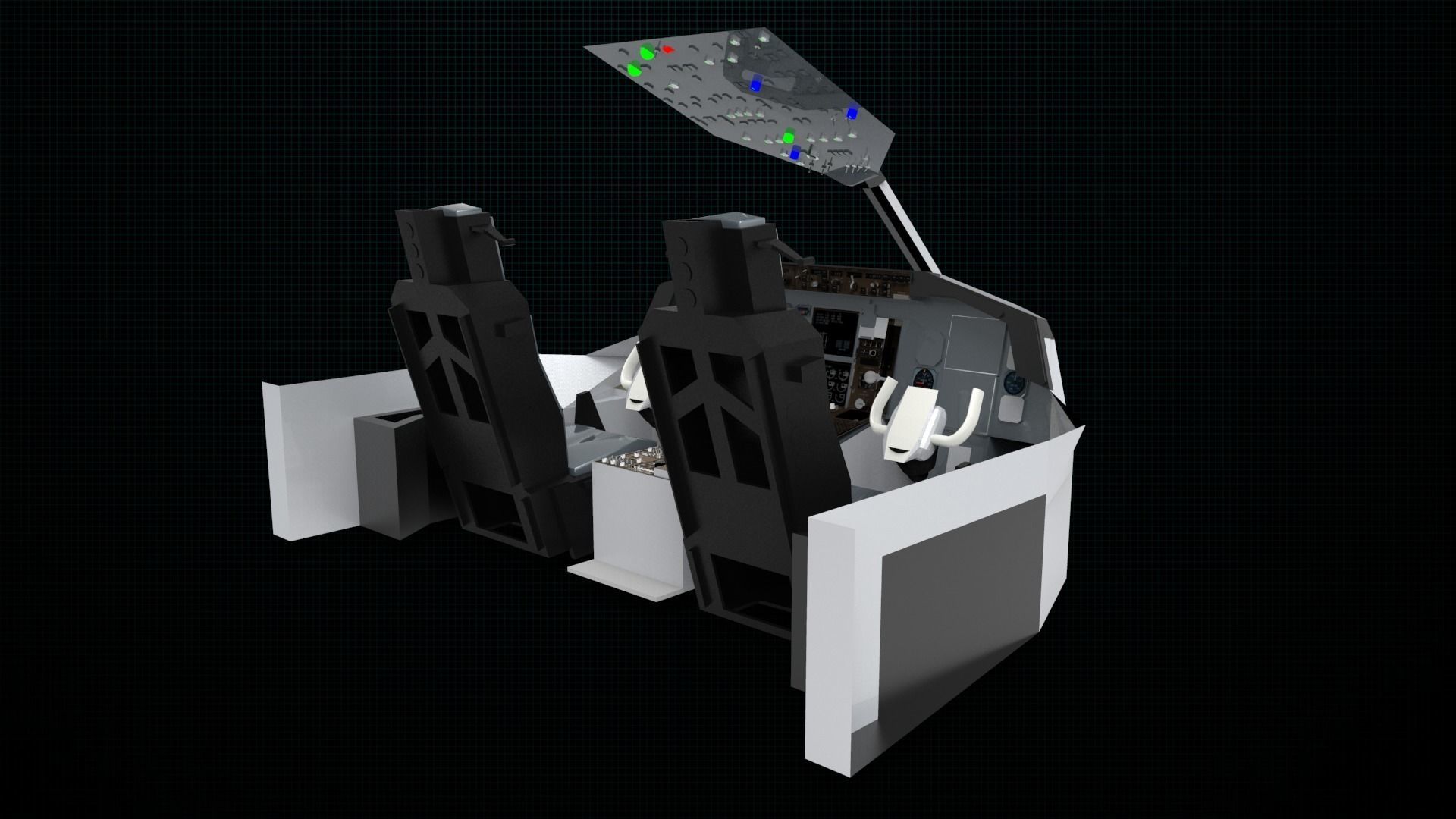 Cockpit of plane 3D model_11