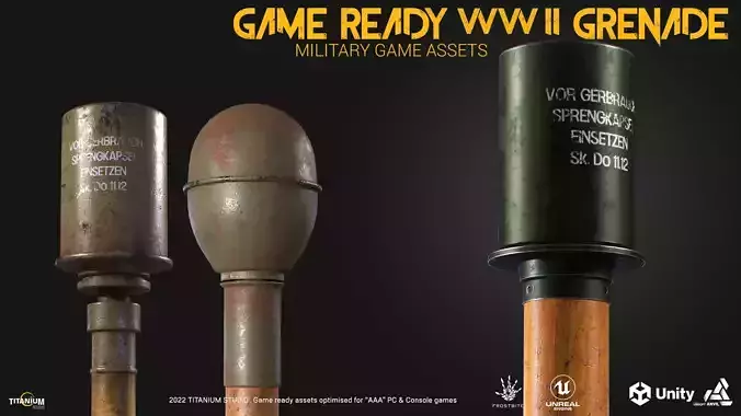 3 Game Ready WW II Grenades