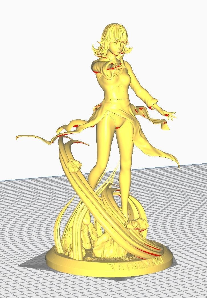 tatsumaki statue of woman holding sword 3D print model_18