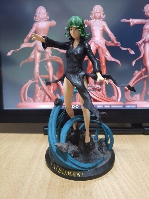 tatsumaki statue of woman holding sword 3D print model_5
