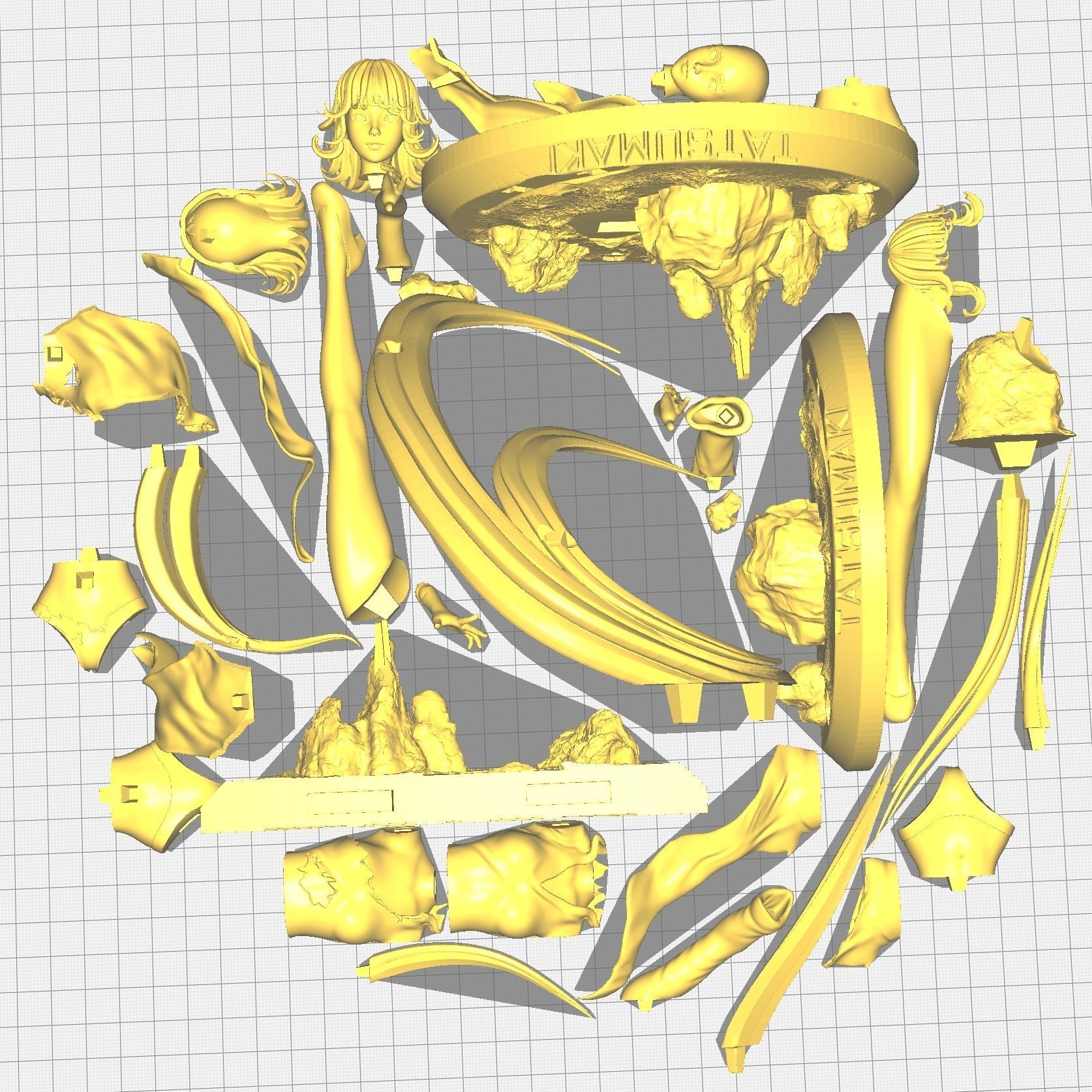 tatsumaki statue of woman holding sword 3D print model_19