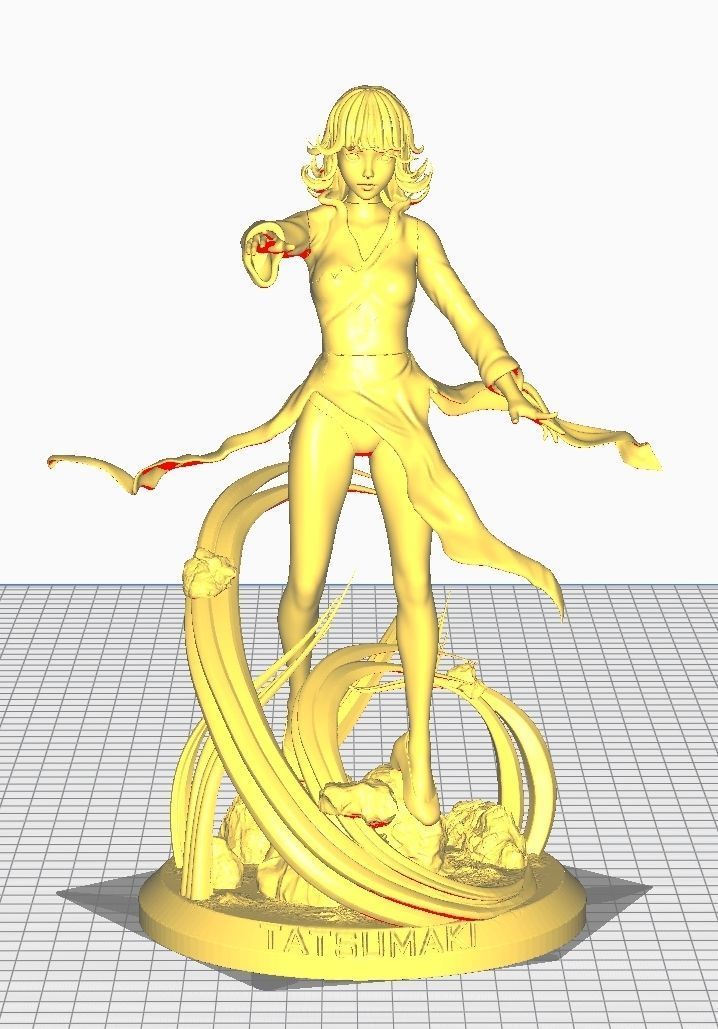 tatsumaki statue of woman holding sword 3D print model_14