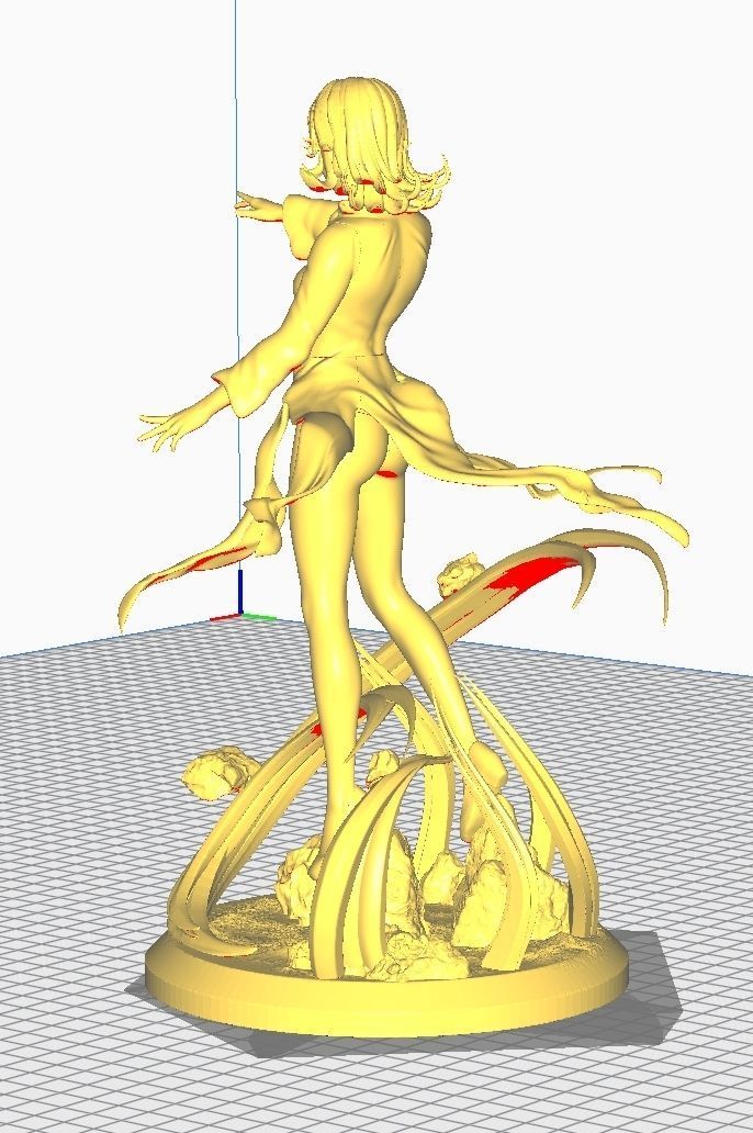 tatsumaki statue of woman holding sword 3D print model_16