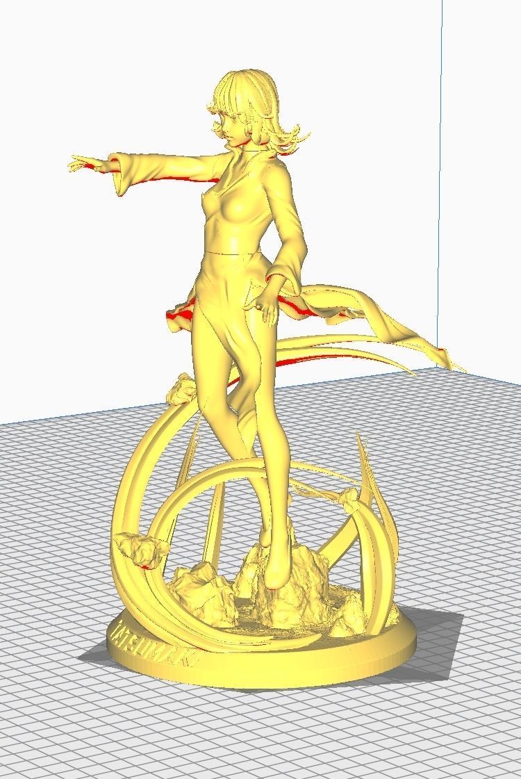tatsumaki statue of woman holding sword 3D print model_15