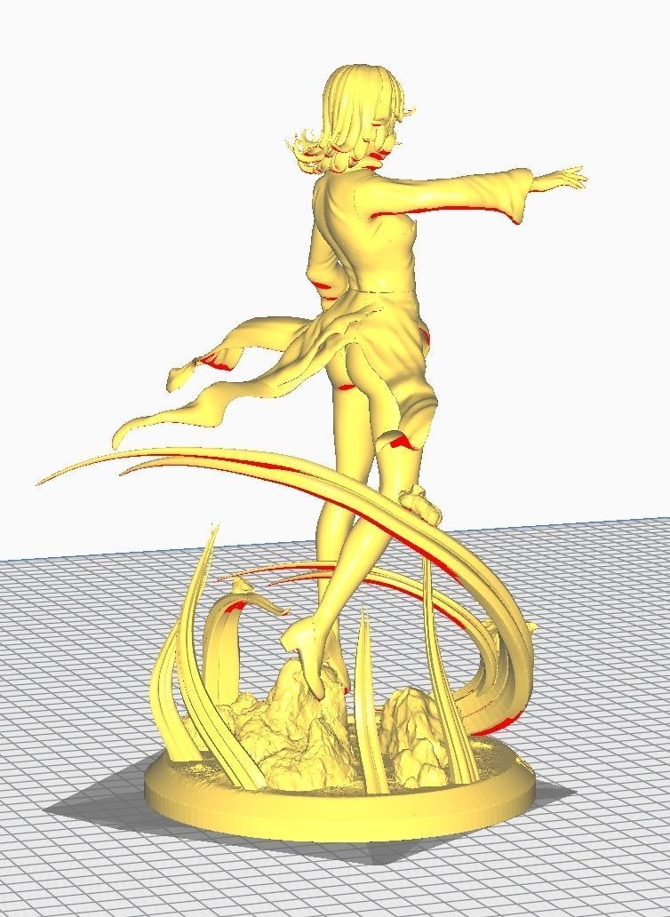 tatsumaki statue of woman holding sword 3D print model_17