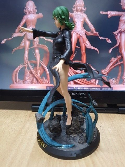 tatsumaki statue of woman holding sword 3D print model_3