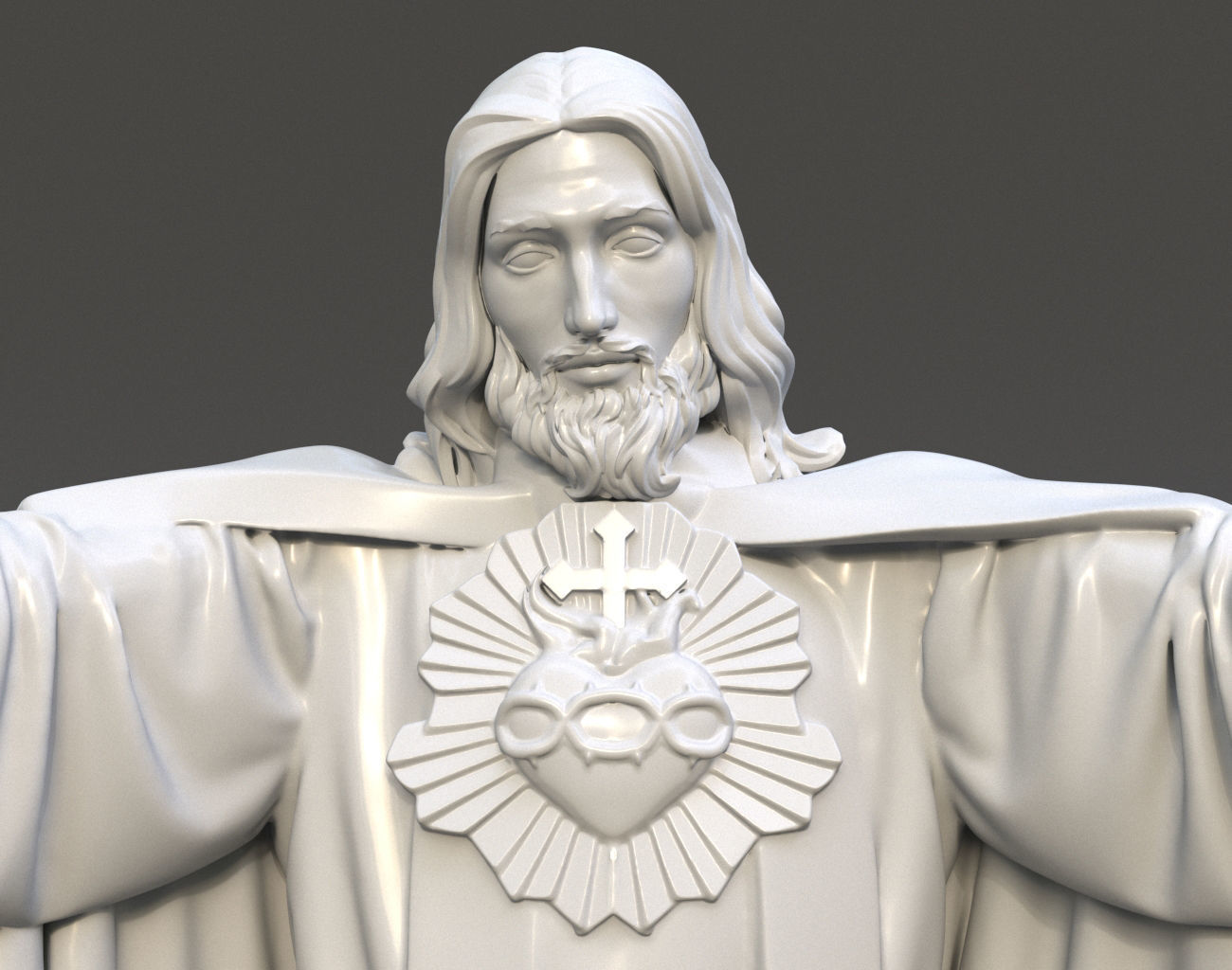 Jesus Sacred Heart Statue 220521 3D print model_10